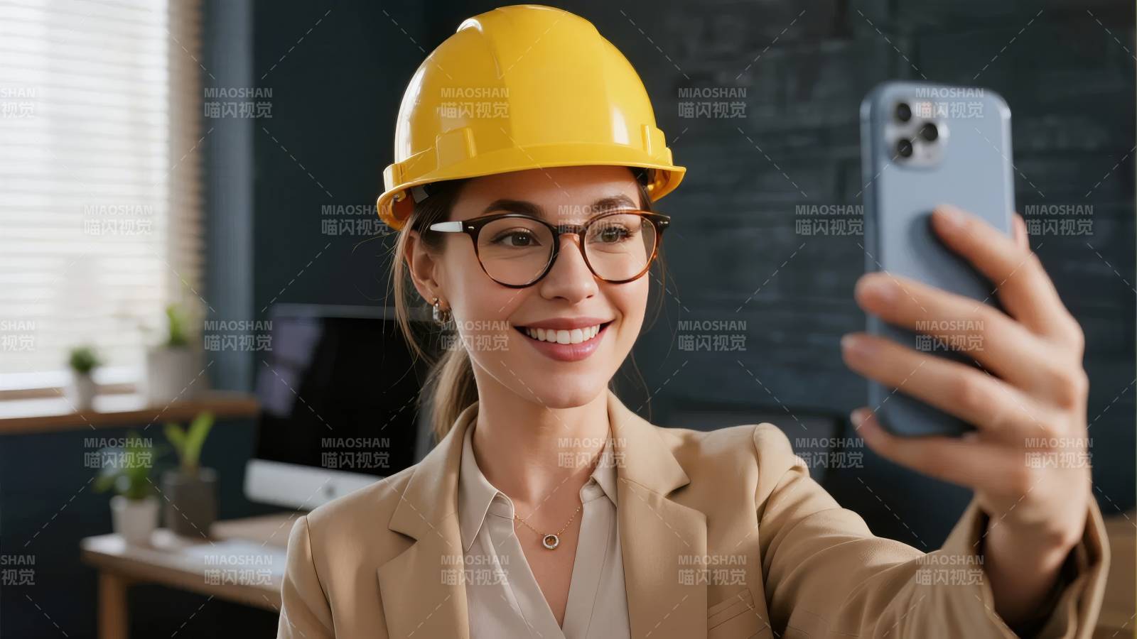 工地上的微笑自拍图片