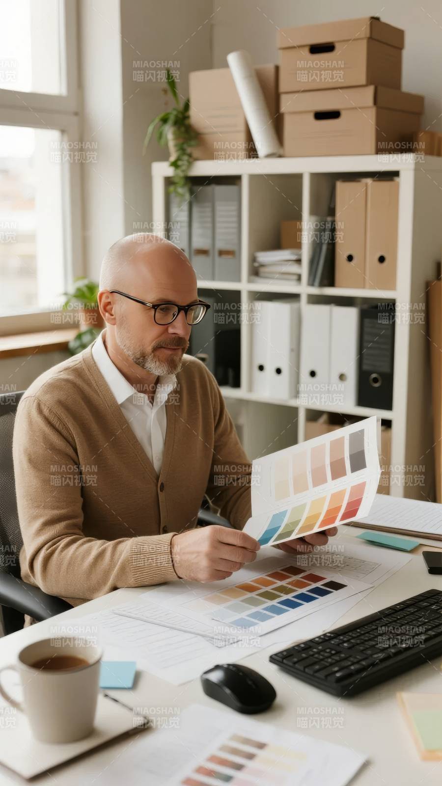 设计师选色工作照图片