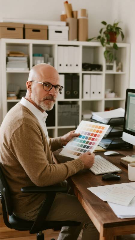 设计师选色工作照图片