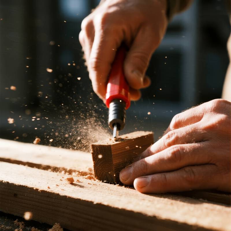 木工钻孔瞬间图片