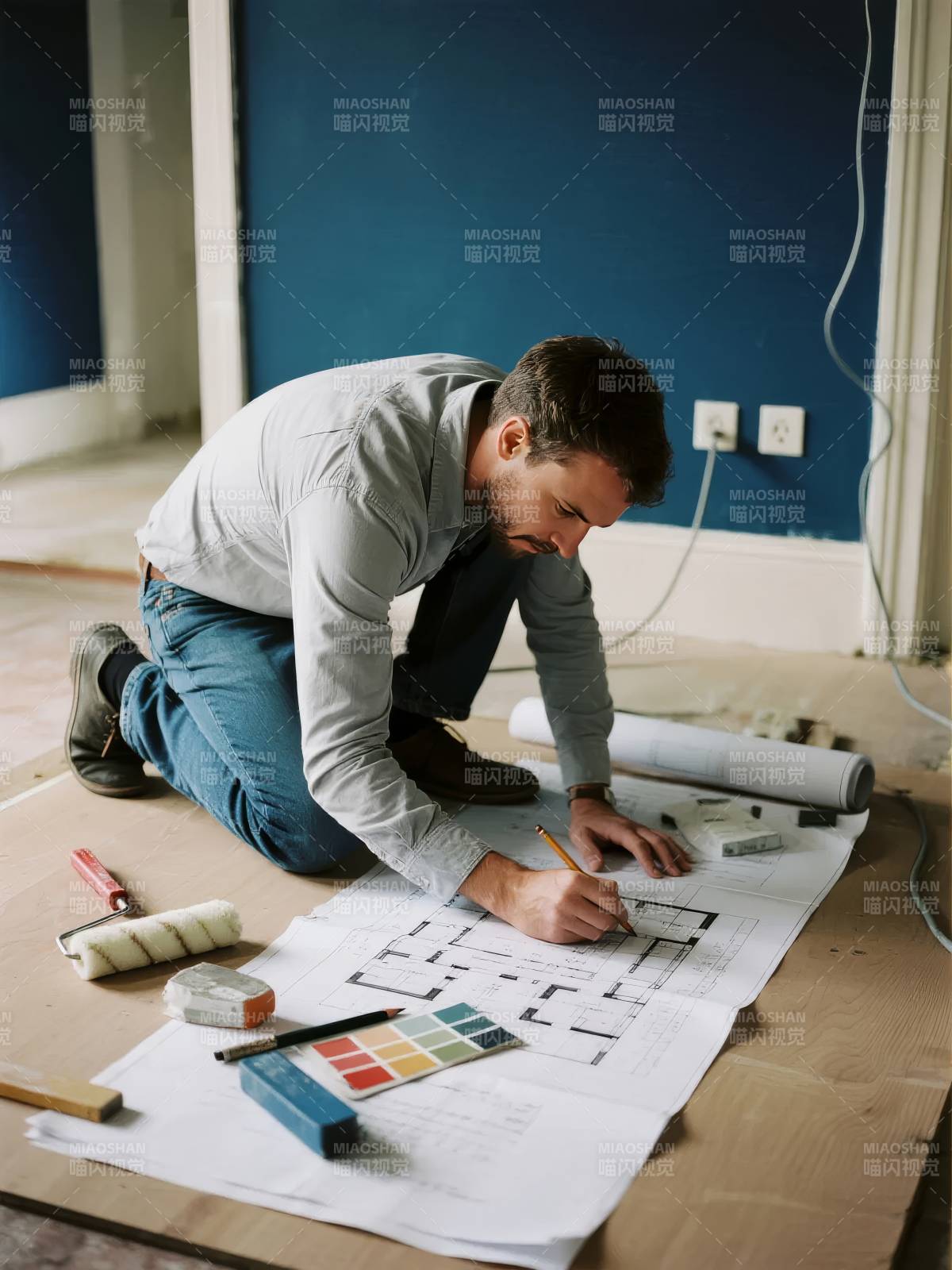 设计师专注绘图图片