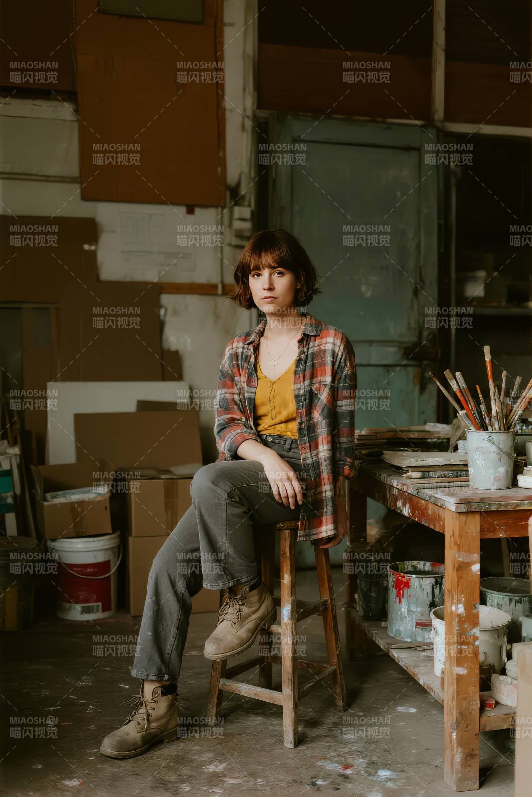 工作室里的女孩图片
