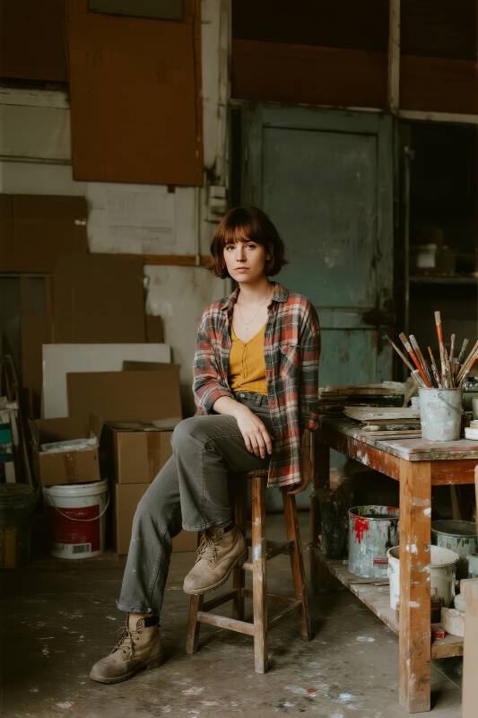 工作室里的女孩图片