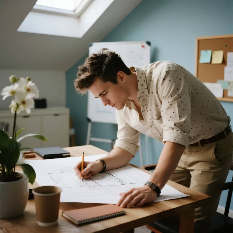 专注绘图的青年图片