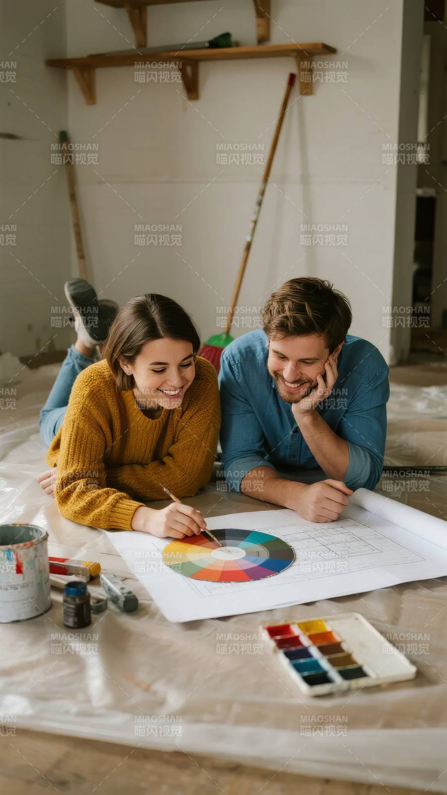 情侣共绘色彩梦图片