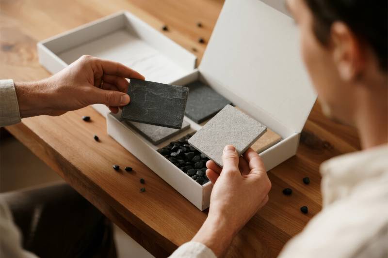 挑选石材样品图片