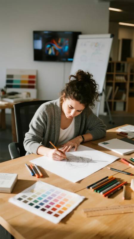 专注绘画的设计师图片