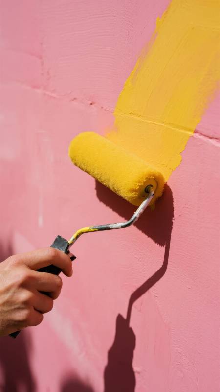 粉墙刷黄漆图片