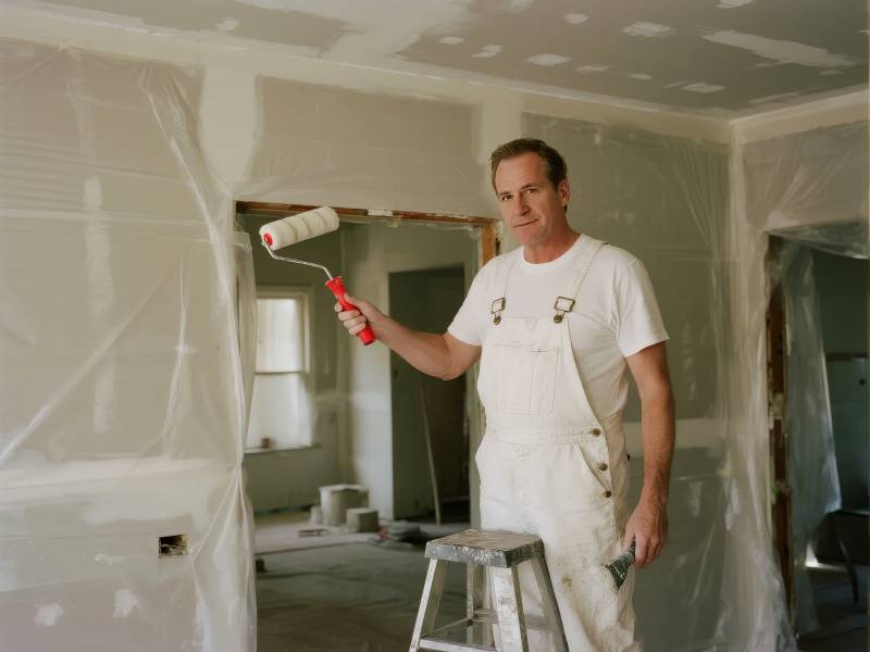 装修中的油漆工图片