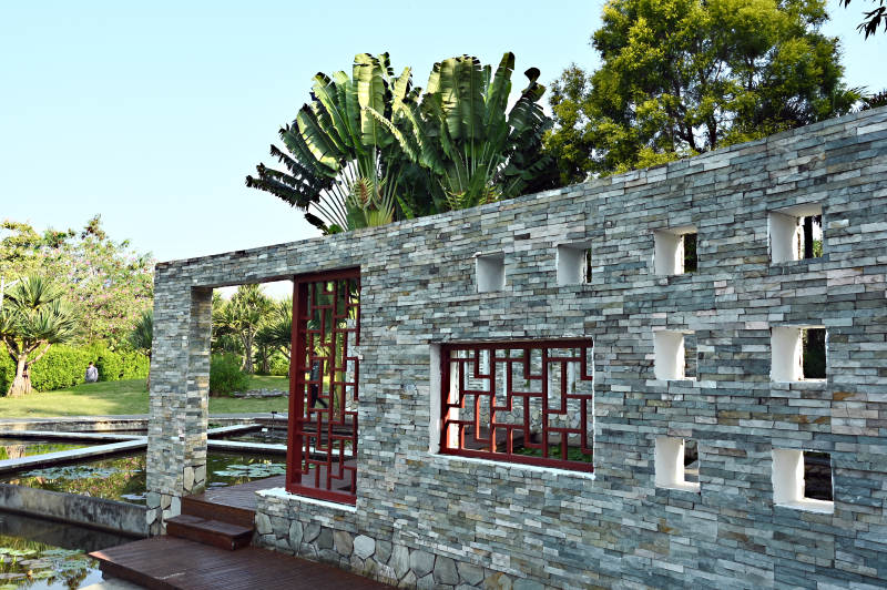 庭院石墙景致图片