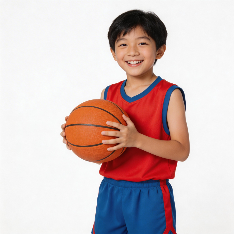 少年持篮球微笑图片