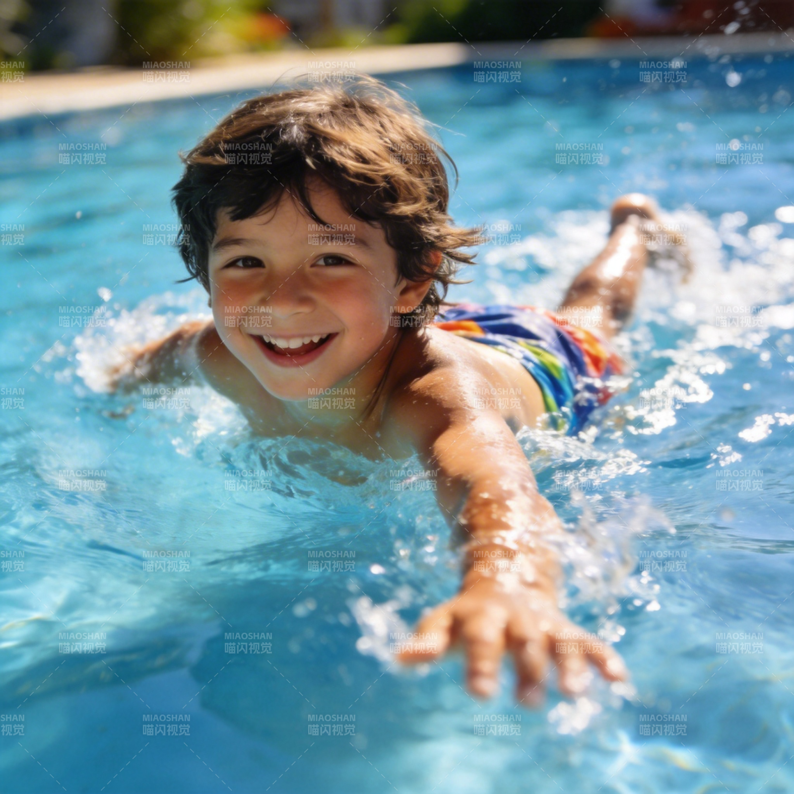 泳池中的快乐瞬间图片