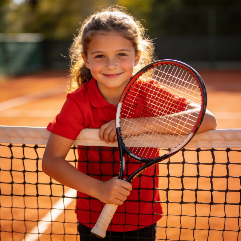 小网球手微笑迎镜头图片