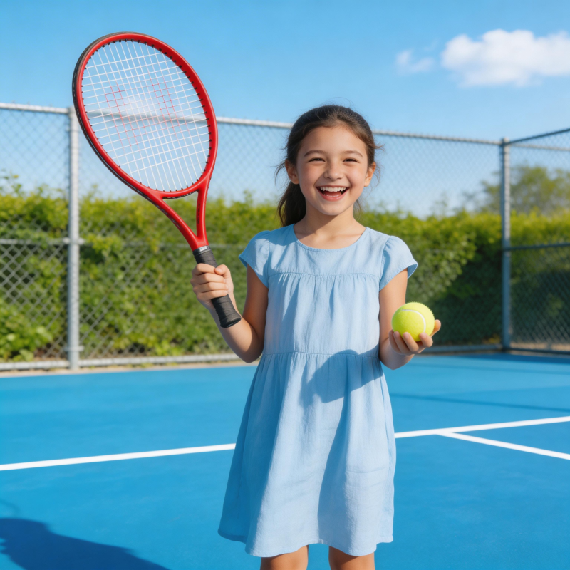 小女孩打网球图片