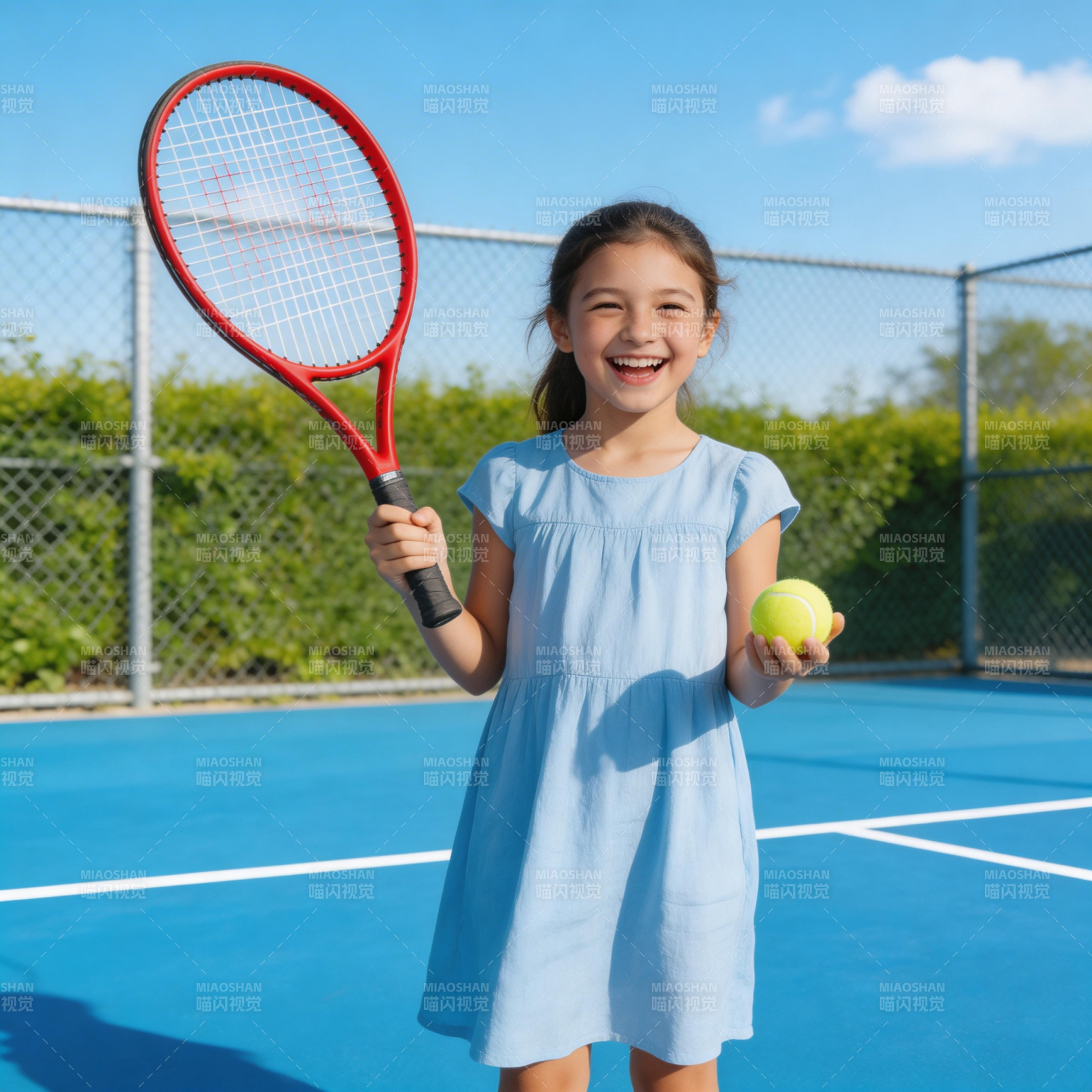 小女孩打网球图片