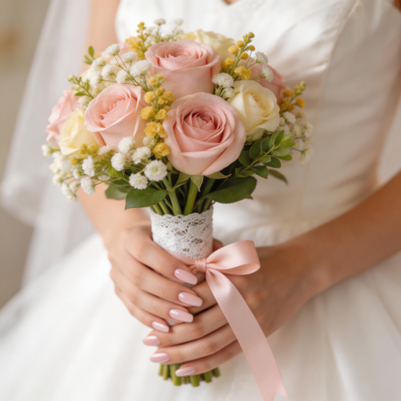 新娘手捧花束图片