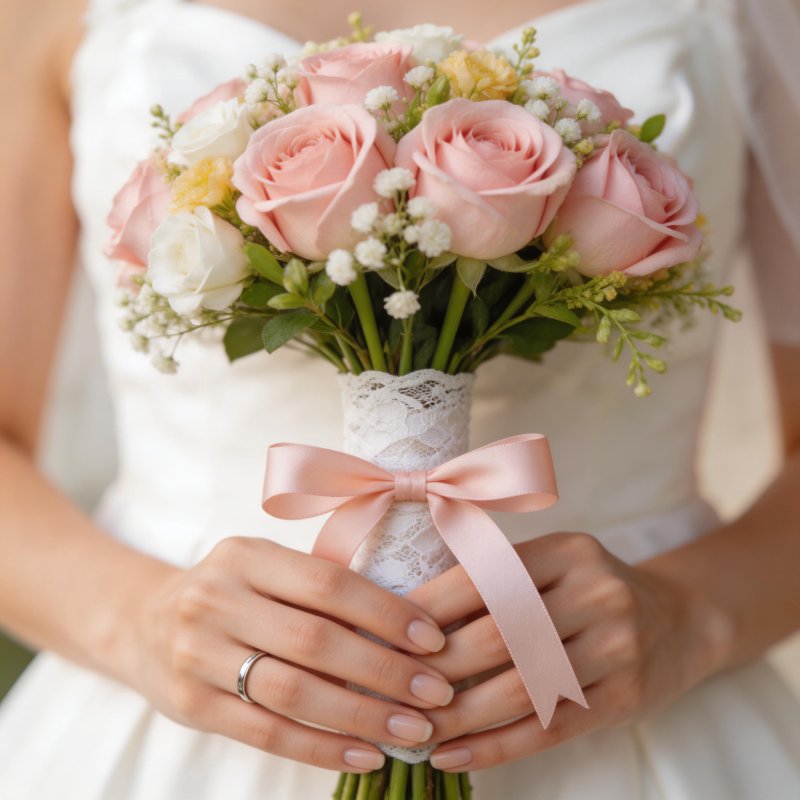 新娘手捧花束图片