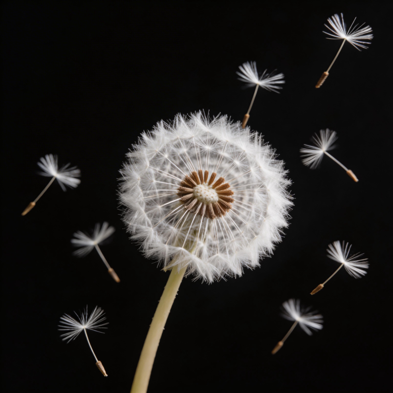 蒲公英飘散图片