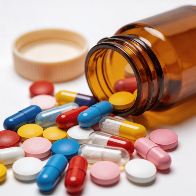 药瓶倾倒 药片散落图片