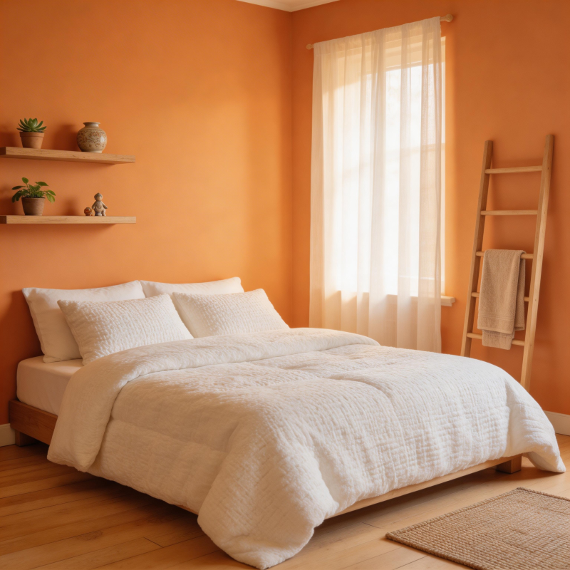 橙色卧室温馨舒适图片
