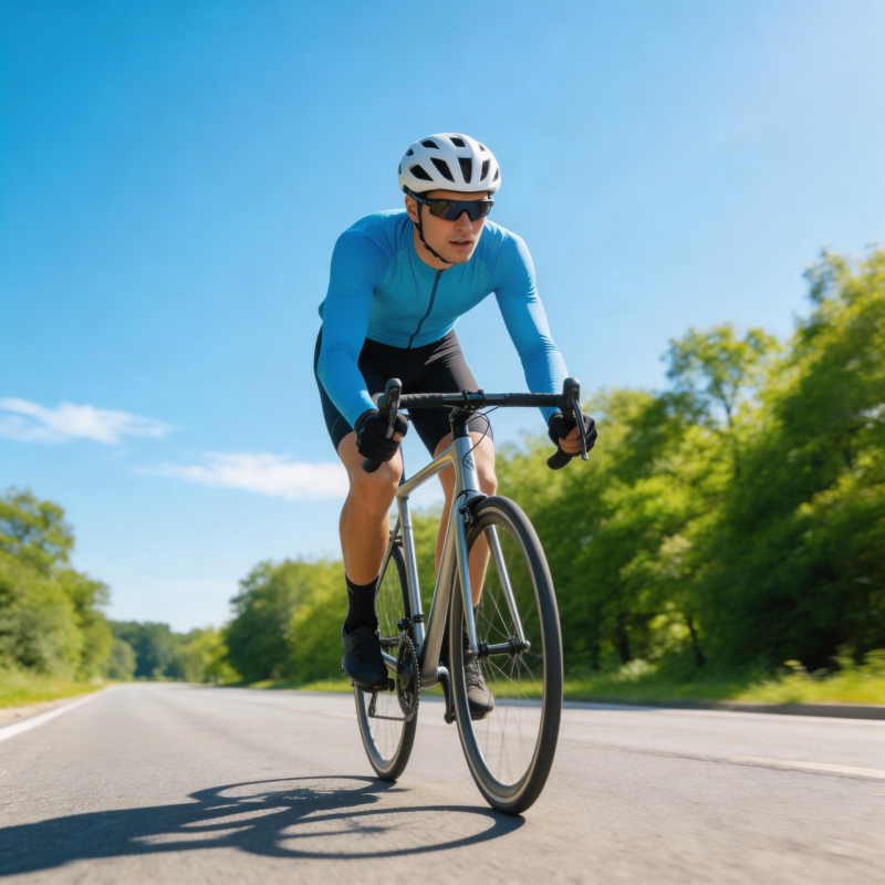 骑行者在阳光下疾驰图片