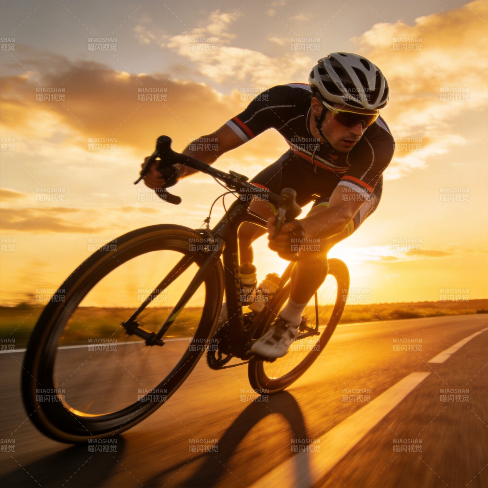 夕阳下的骑行者图片