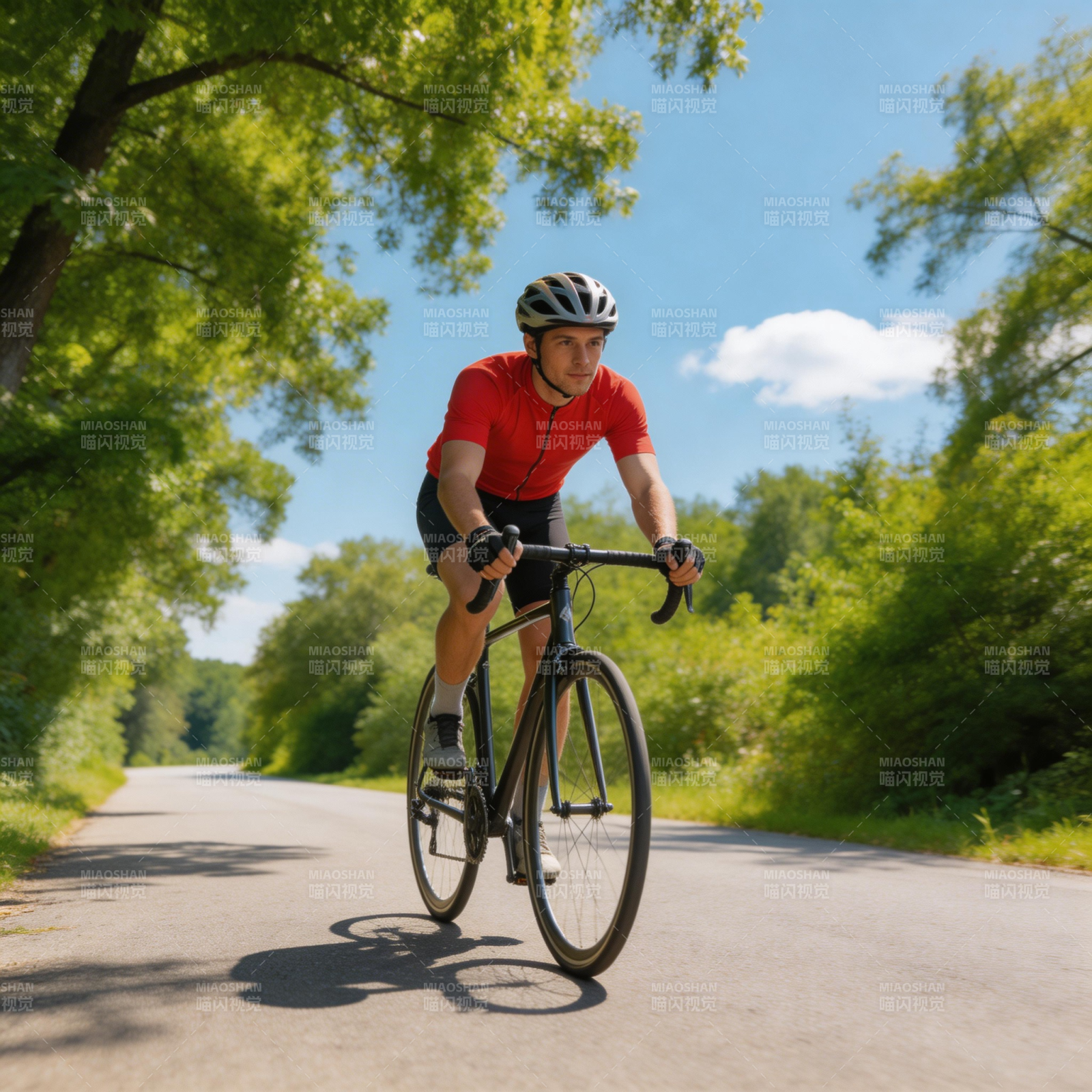 骑行者在林间小道图片