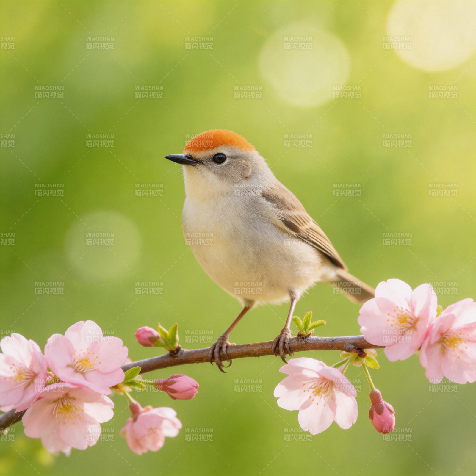 春鸟栖花枝图片