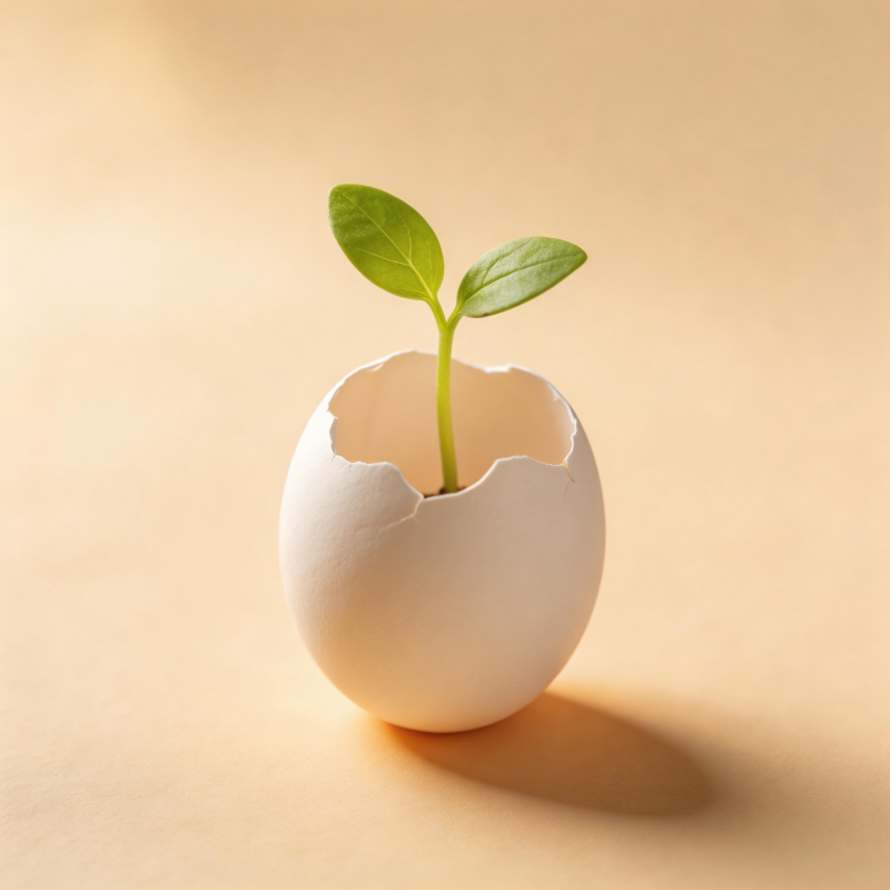 蛋壳中的嫩芽图片