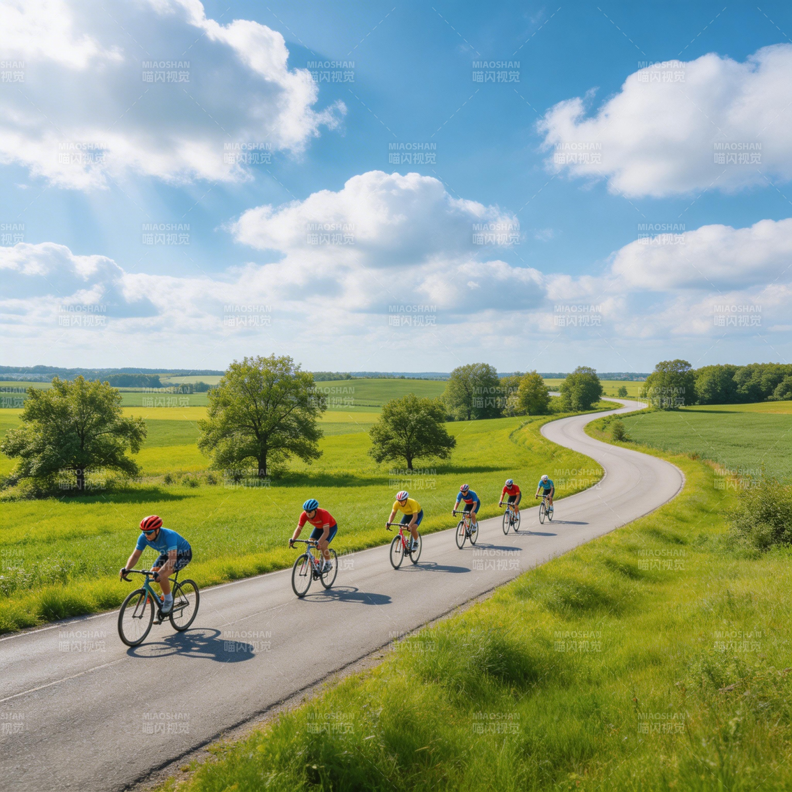 骑行绿野风光图片