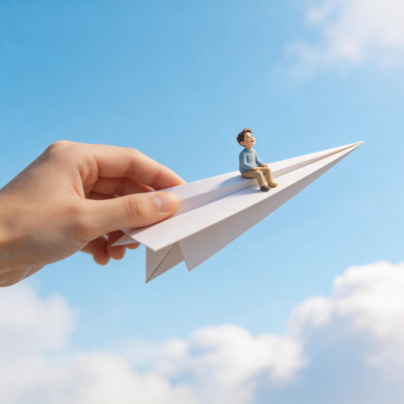 纸飞机上的小人图片