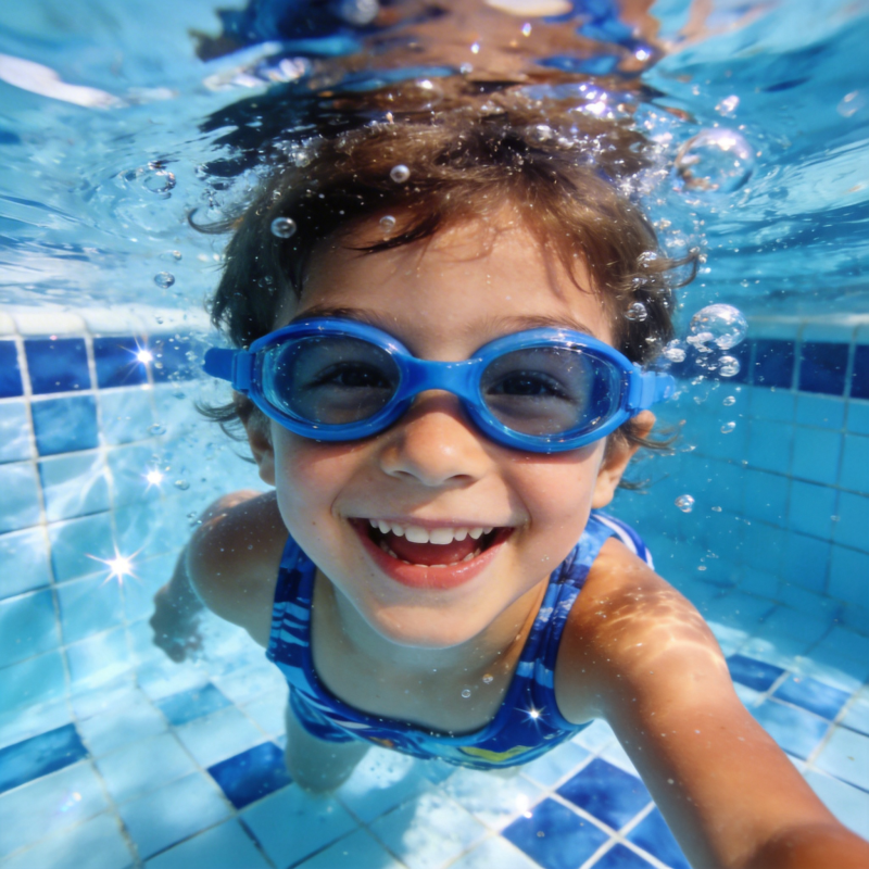 水下微笑的小女孩图片