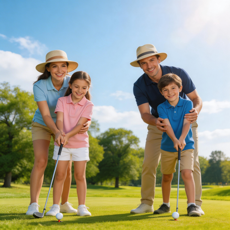 一家四口高尔夫图片