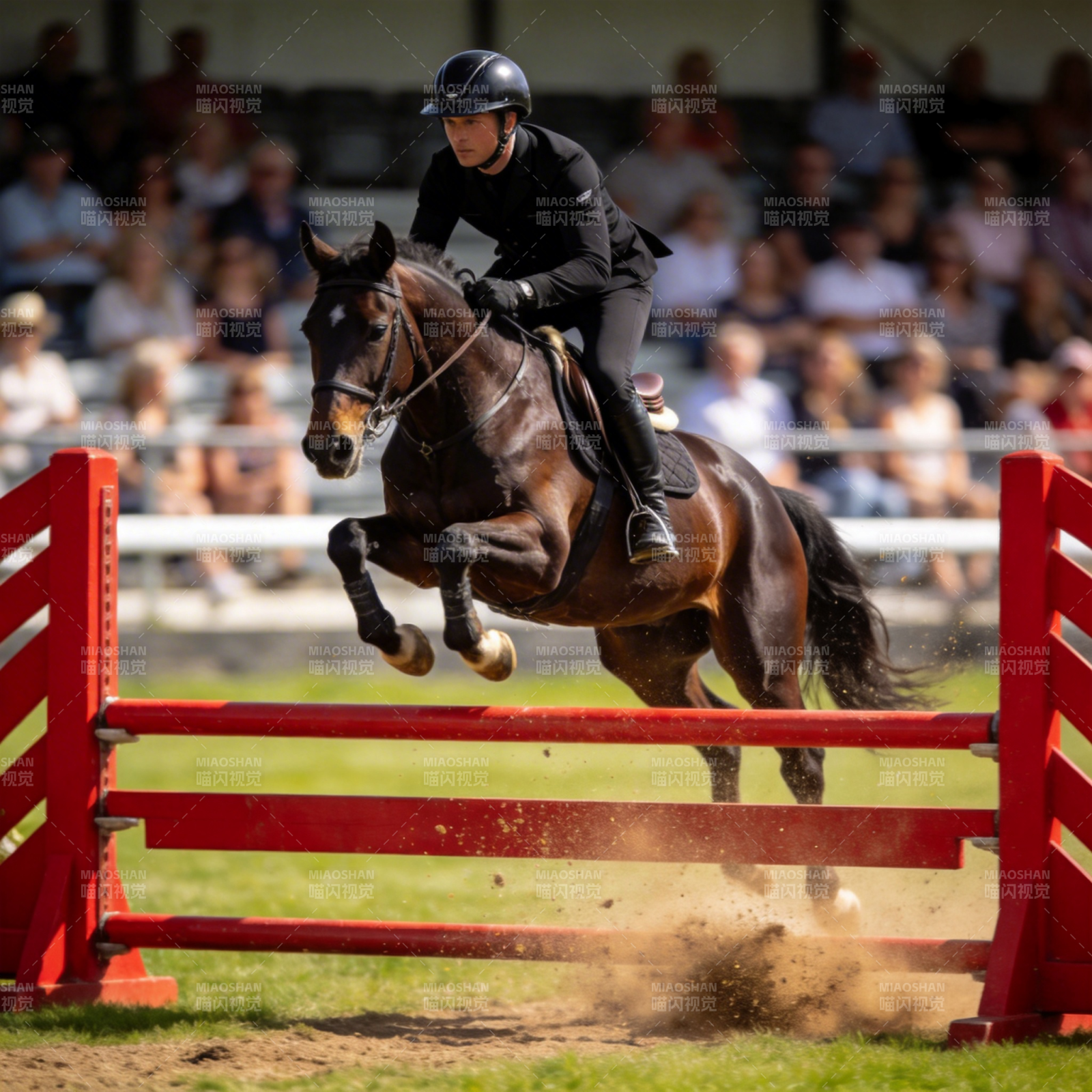 飞跃障碍的骑手图片