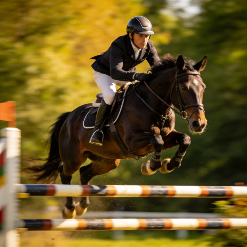 骏马飞跃障碍图片