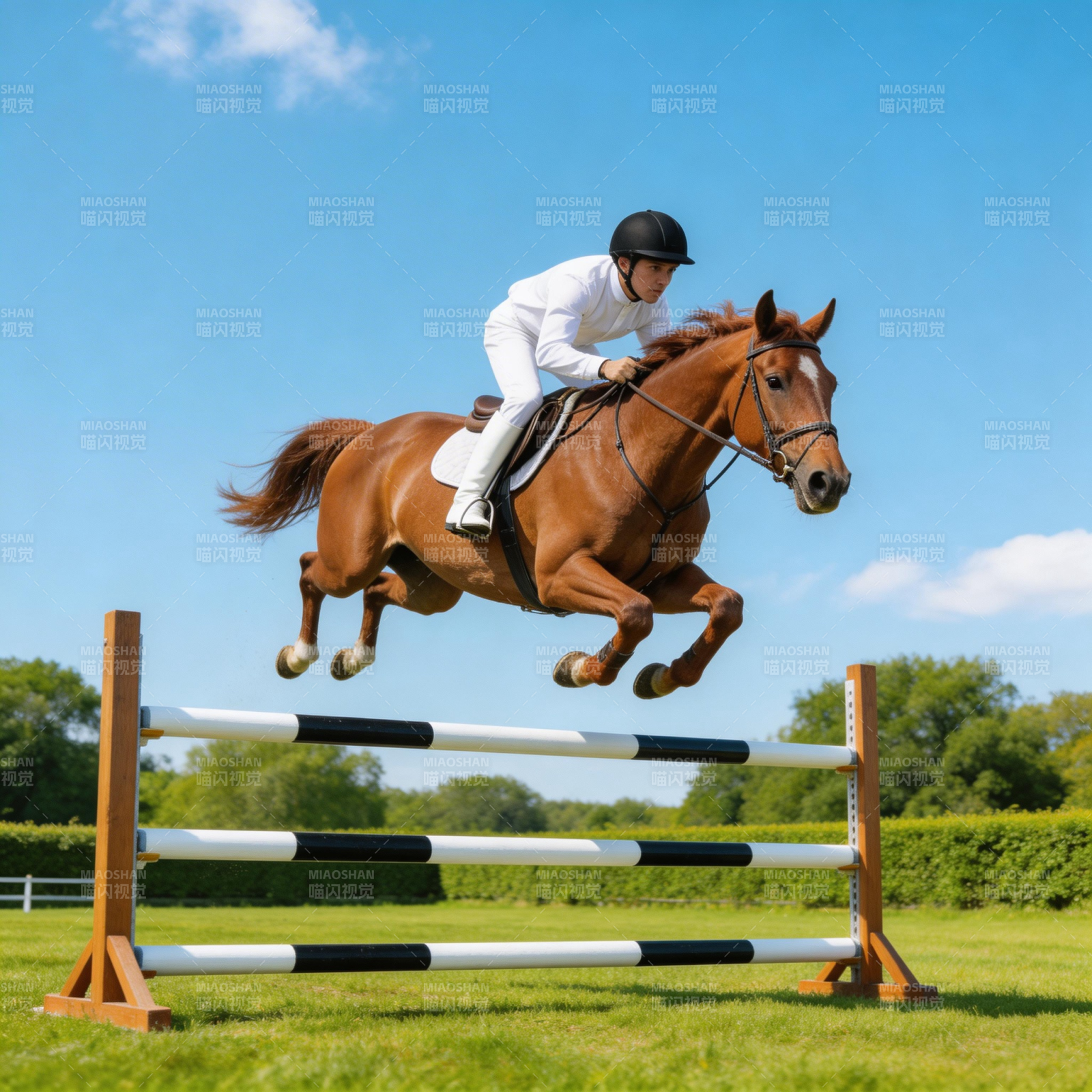 骏马飞跃障碍图片