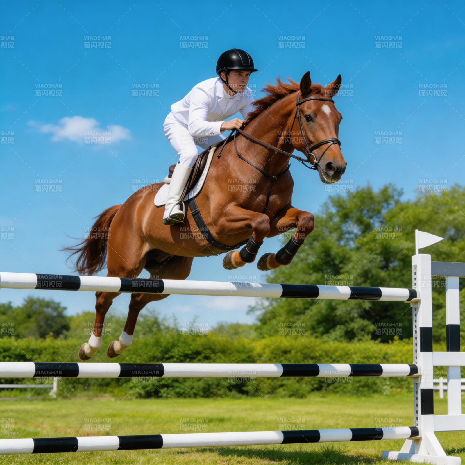 骏马飞跃障碍图片