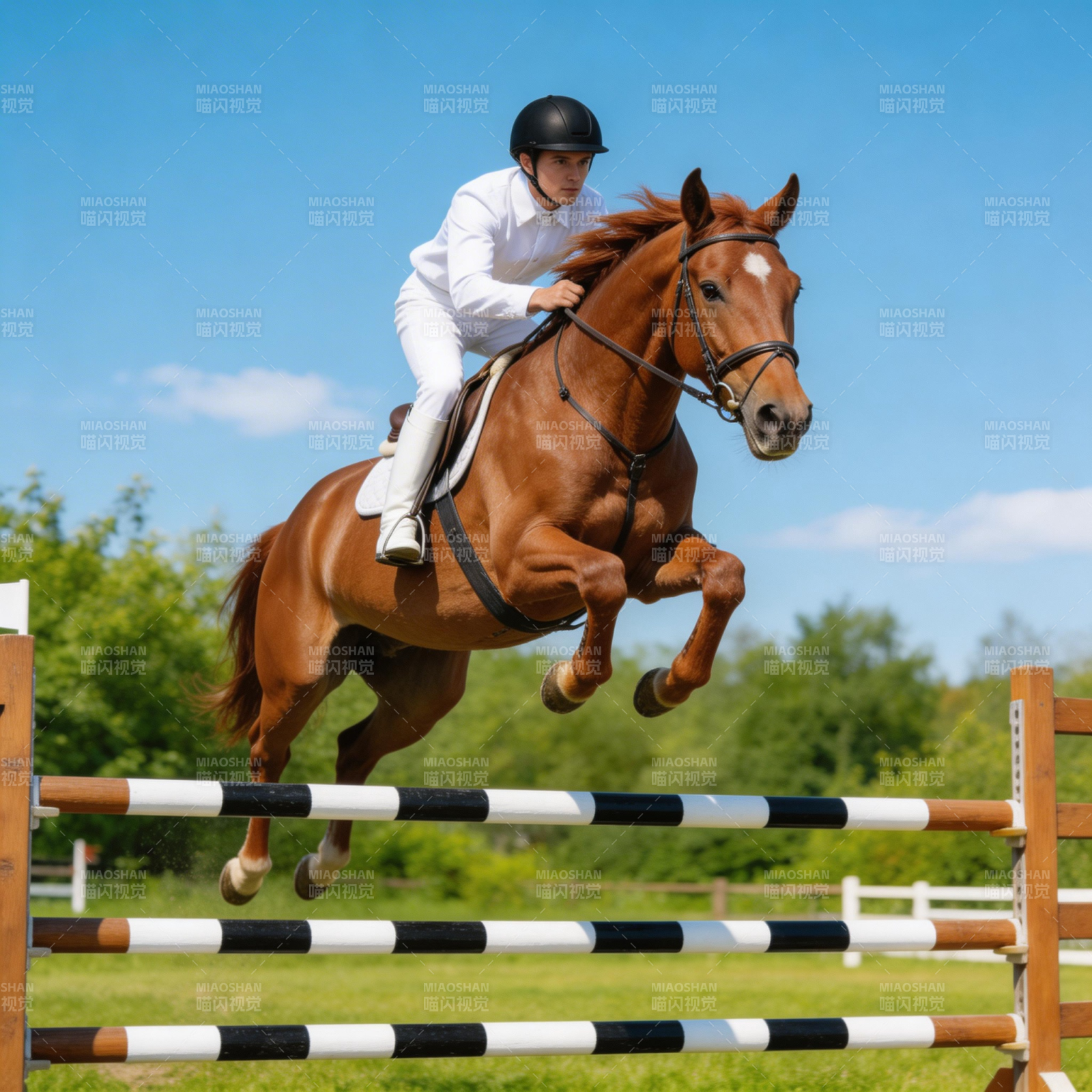 骏马飞跃障碍图片