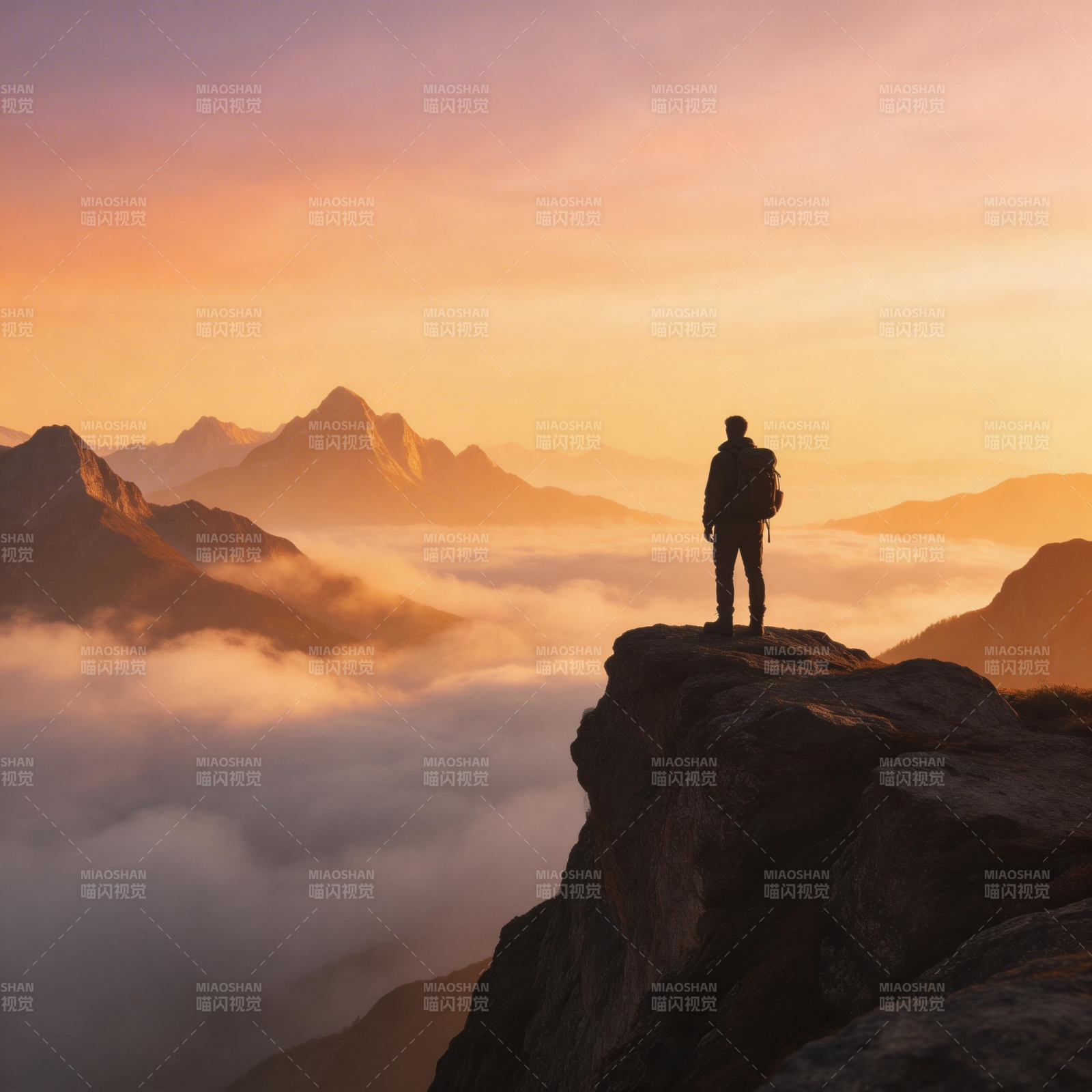 云海之巅 一人独行图片