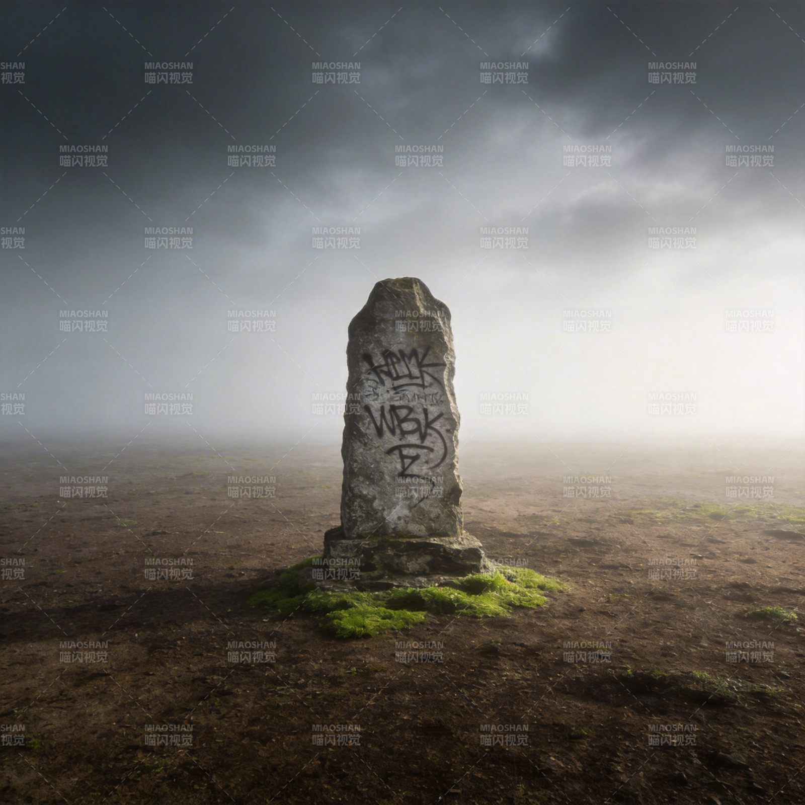 孤石荒原 涂鸦无声图片