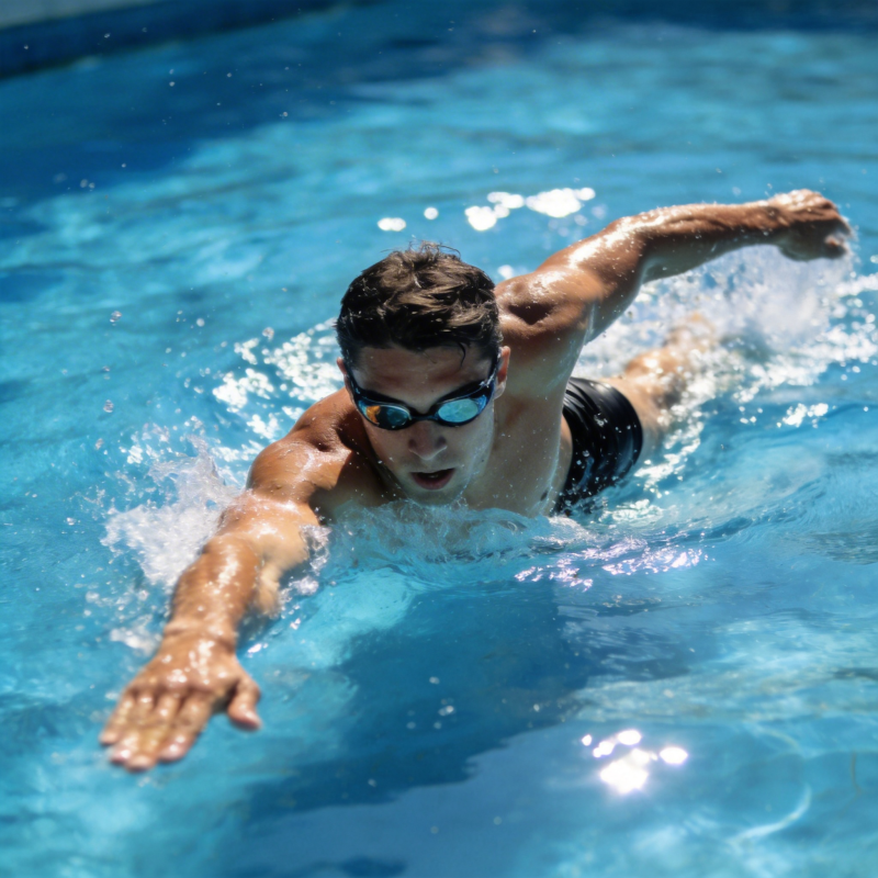 泳者奋力划水图片