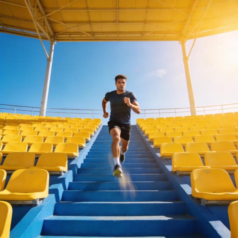 奔跑在阶梯上图片