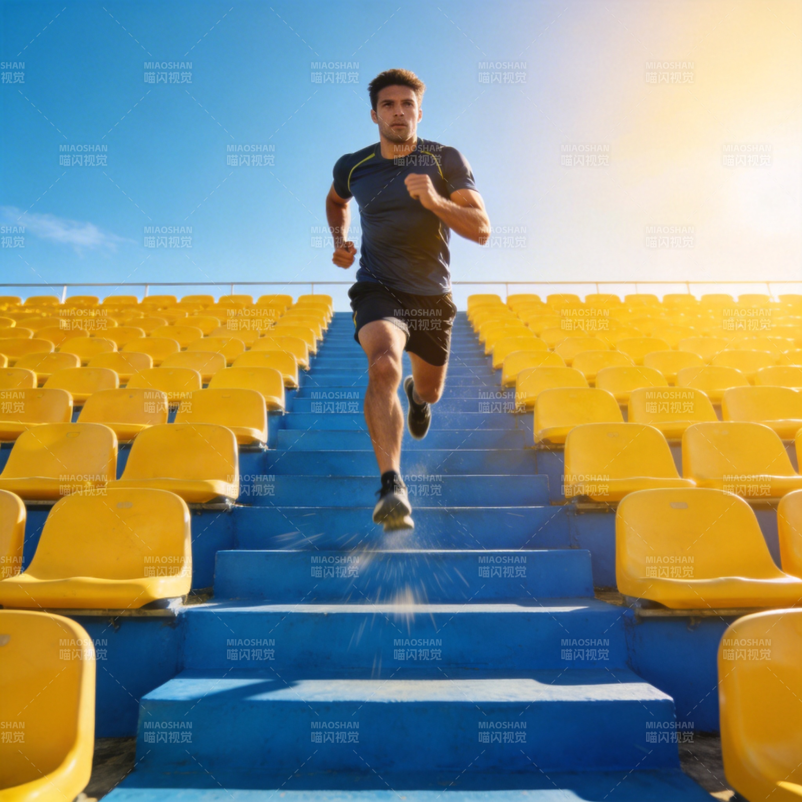 奔跑在阶梯上图片