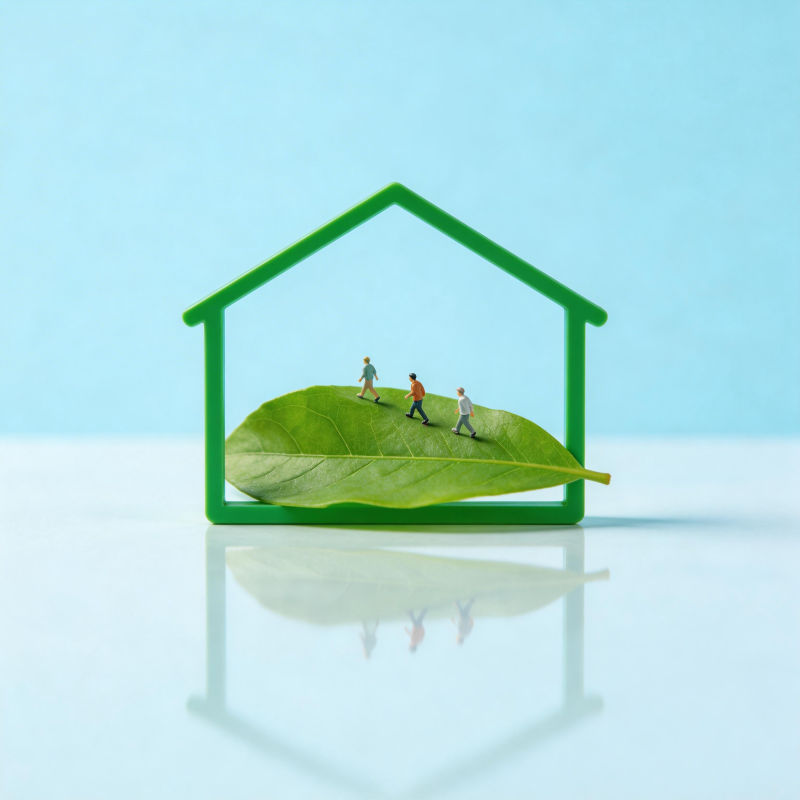 绿叶上的小屋生活图片