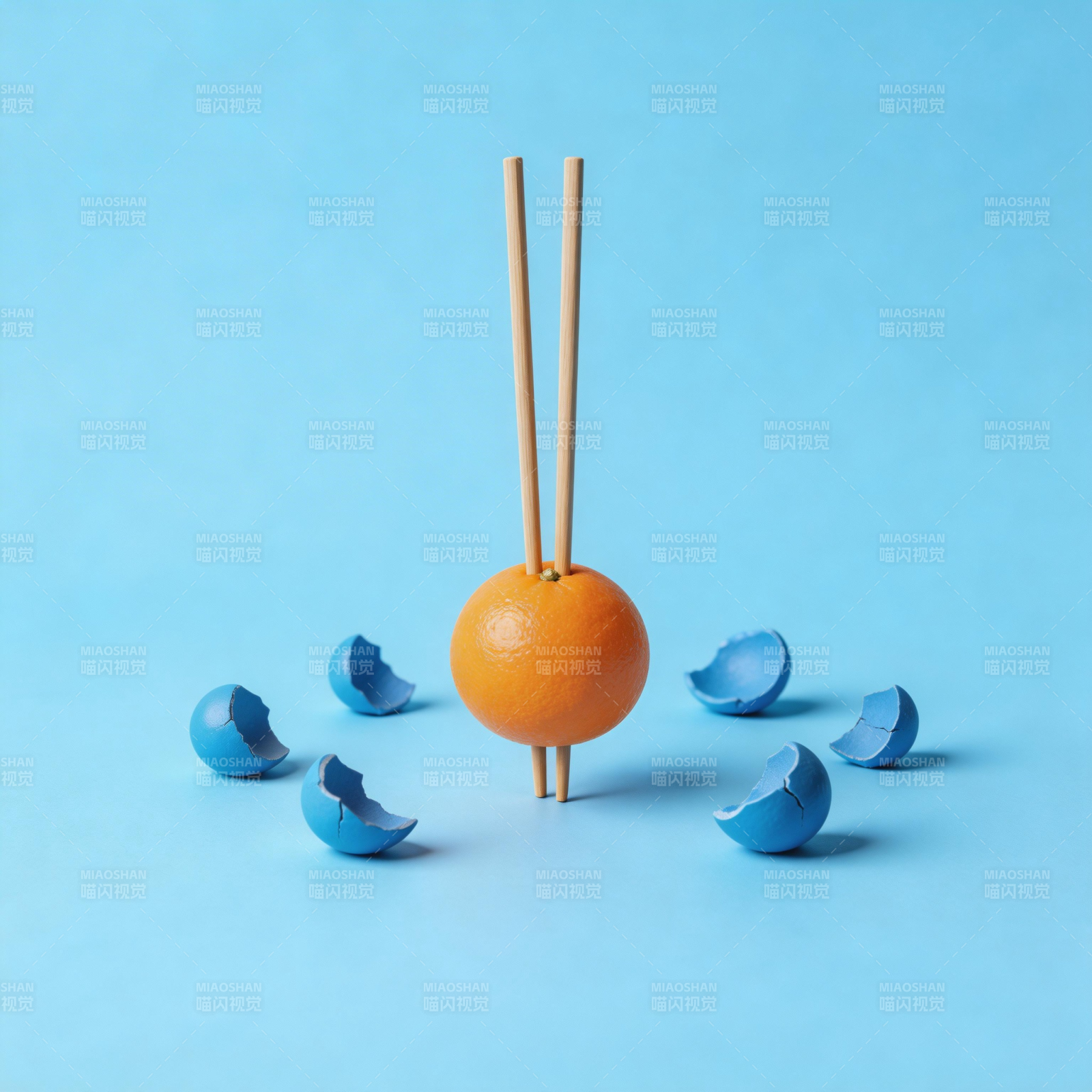 橙子与蓝蛋壳图片