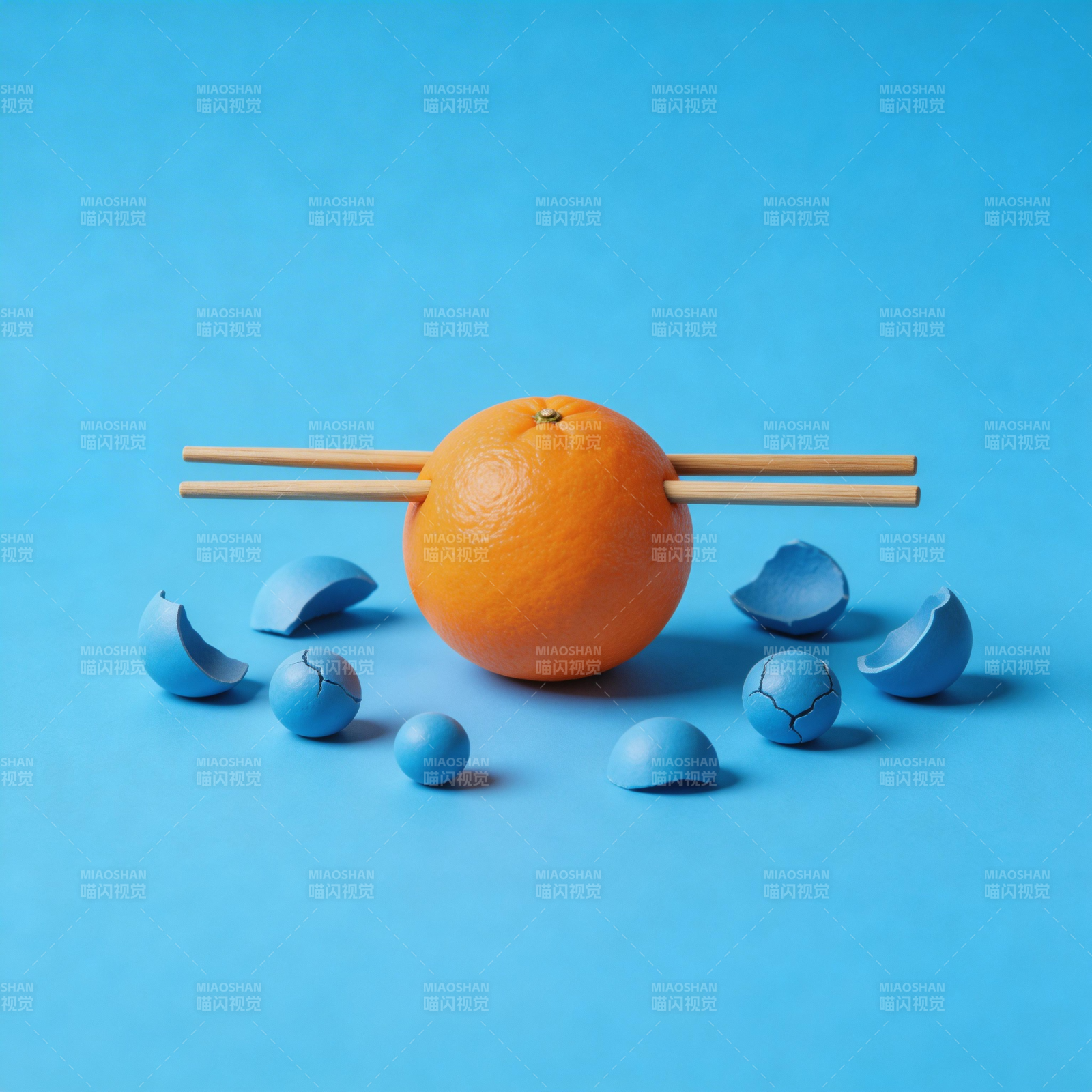 橙与蓝蛋壳图片