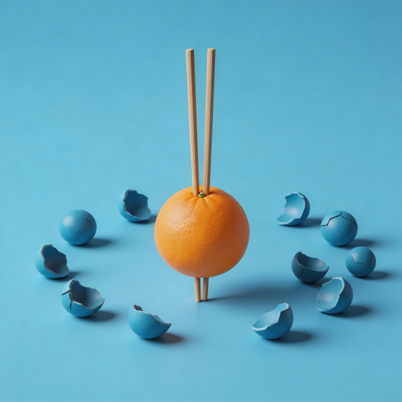 橙子与蛋壳的创意摆拍图片