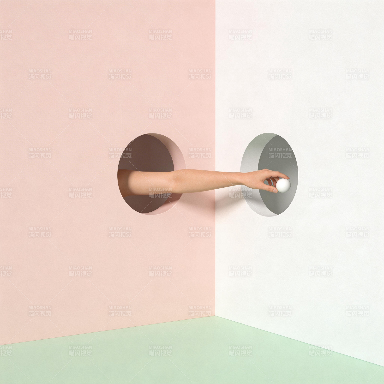 手穿墙递球图片