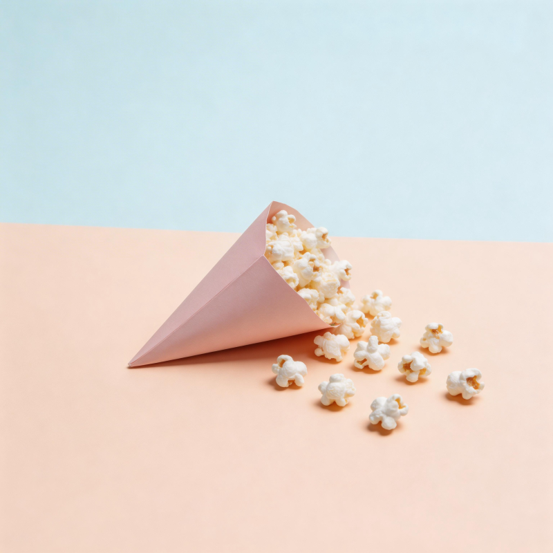 粉色纸锥中的爆米花图片