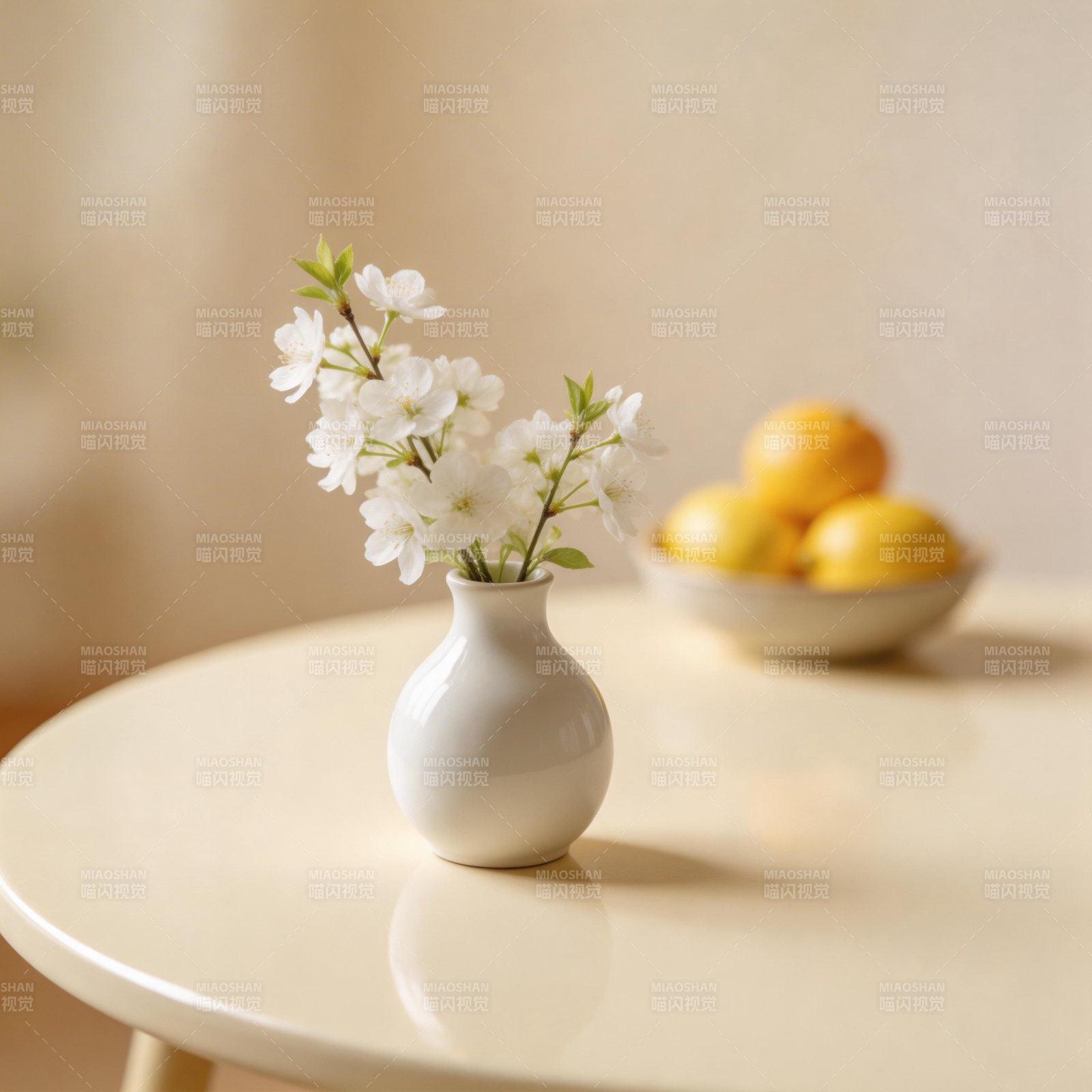 花瓶中的白花图片